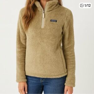 Patagonia Los Gatos Beige Tan 1/4 Zip Fleece long sleeves Pullover Size Small